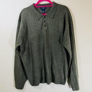 Dockers Grandpa Sweater Sz XL Long Sleeve 3 Button Collared Olive Green New Tags